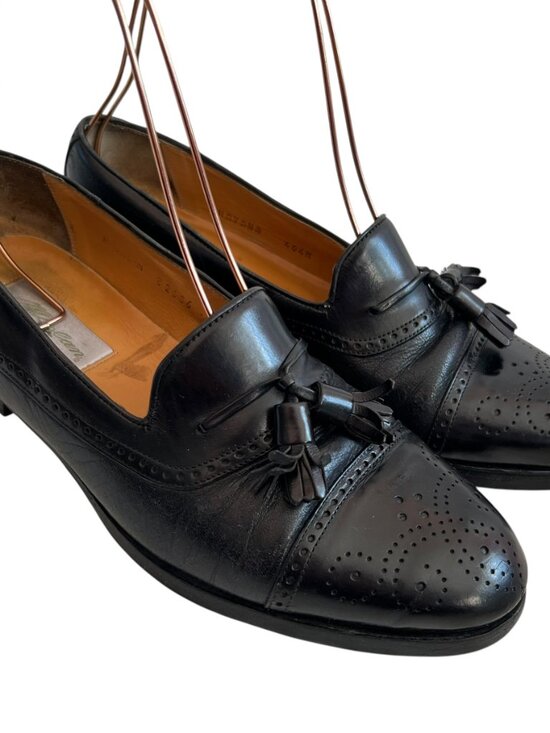 Mezlan loafers Havana black leather slip on shoes mens 8.5 tassel main image 13